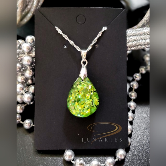 Holographic Color-Shifting Handmade Teardrop Necklace, Pendant - Picture 5 of 8